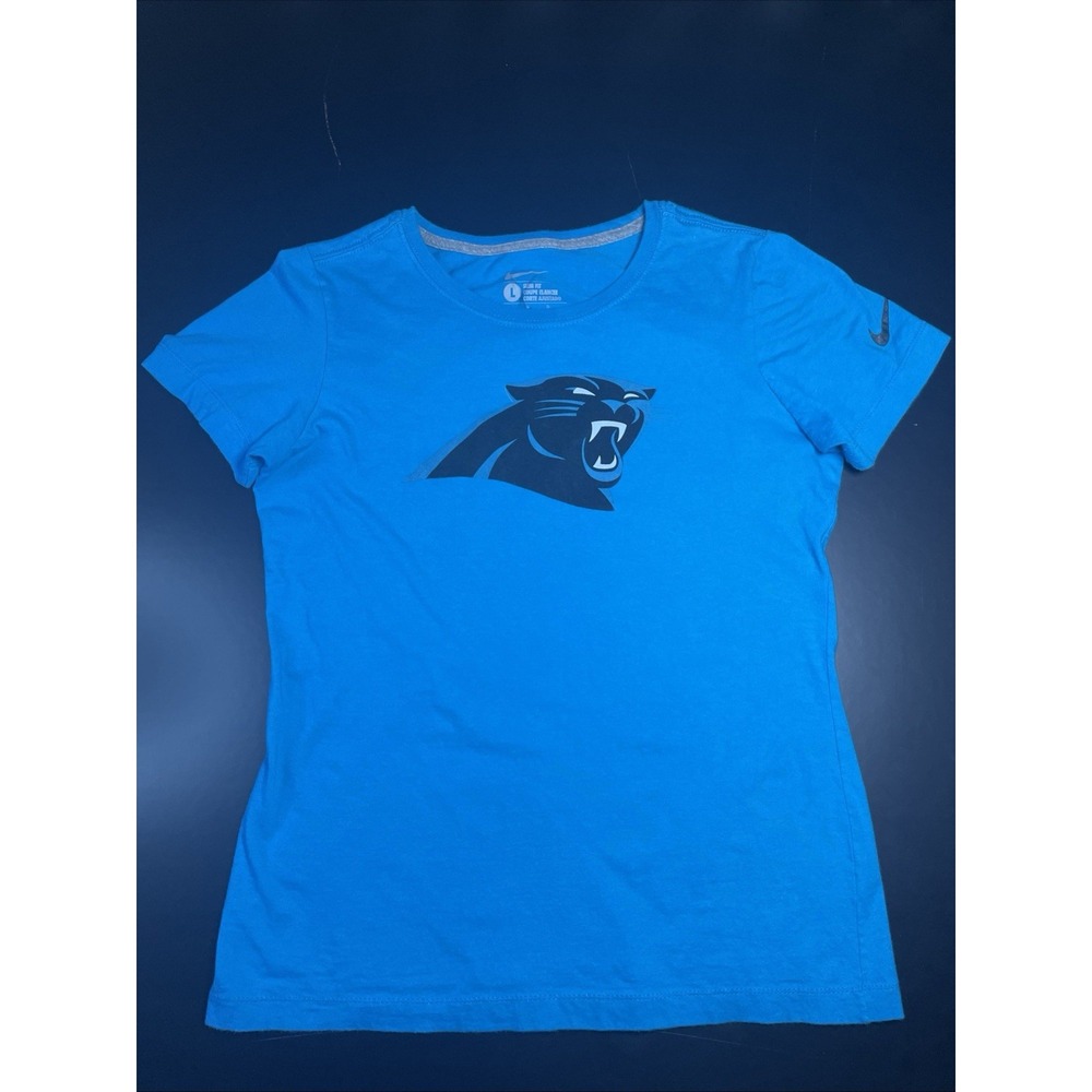 Nike Carolina Panthers Slim Fit Blue Short Sleeve T-shirt - Womens Large L